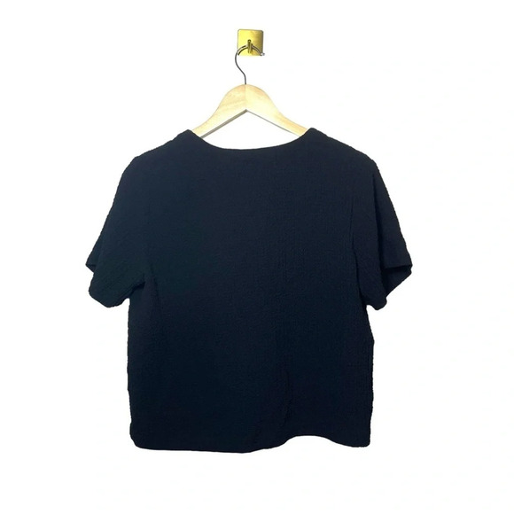 Orvis Women’s Textured Button-Down Short Sleeve Blouse in Black Size M - Picture 11 of 12